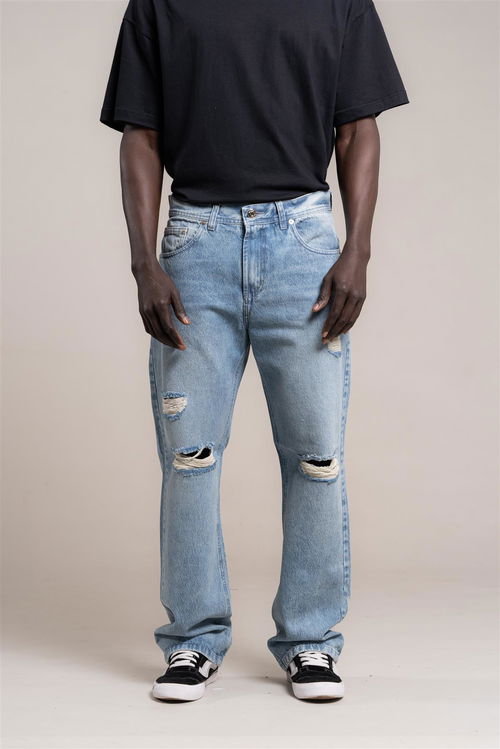 232 - jean RELAXED CON ROTURAS oxido 