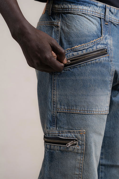 84 A PANTALON CARGO AQUA X4