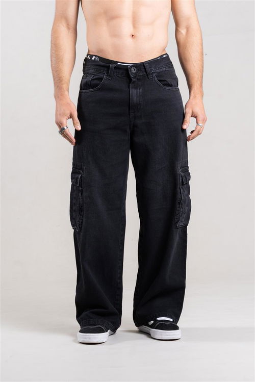 313 WIDE LEG CARGO BLACK 