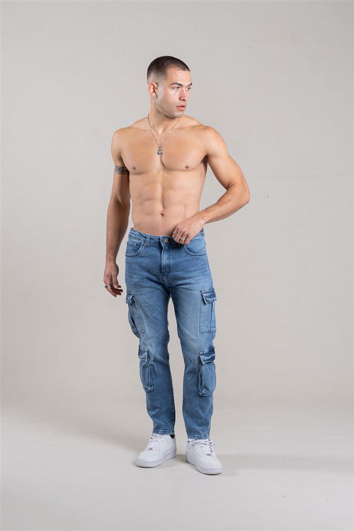 333 JEANS CARGO CELESTE X4