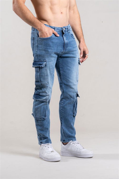 333 JEANS CARGO CELESTE X4