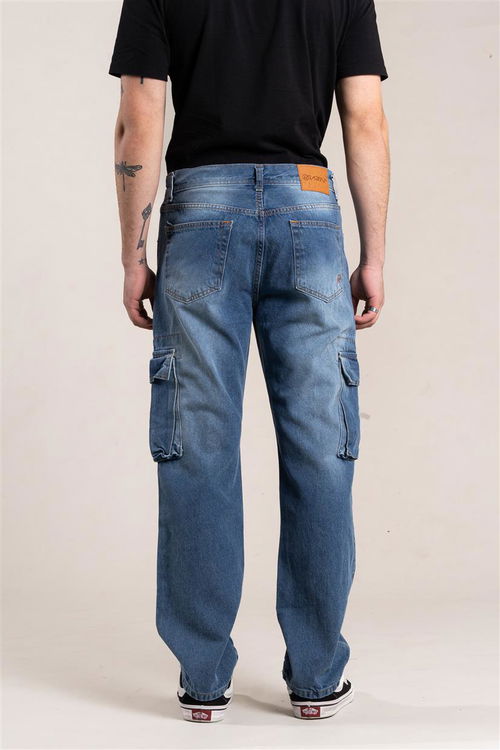 360 jean relaxed cargo azul